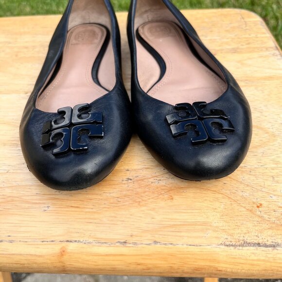 Tory Burch Lowell 2 Black Leather Ballet Flats Size 7.5 - Picture 5 of 10